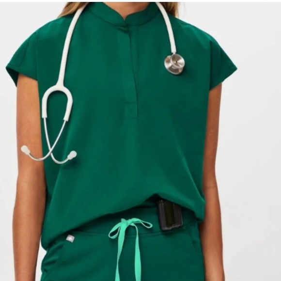 Figs Tops - NEW FIGS Hunter Green Rafaela Scrub Top